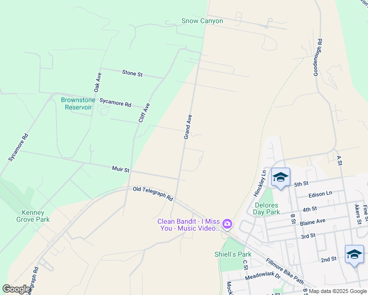 map of restaurants, bars, coffee shops, grocery stores, and more near Grand Avenue in Fillmore