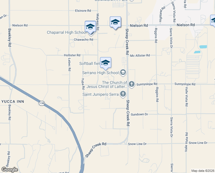 map of restaurants, bars, coffee shops, grocery stores, and more near Malpaso Road in Phelan