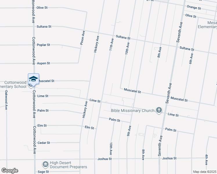 map of restaurants, bars, coffee shops, grocery stores, and more near 8831 11th Avenue in Hesperia