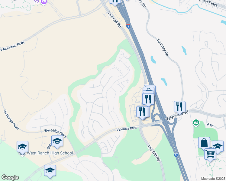 map of restaurants, bars, coffee shops, grocery stores, and more near 27015 Pebble Beach Drive in Los Angeles County