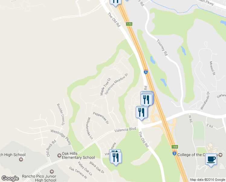 map of restaurants, bars, coffee shops, grocery stores, and more near 27015 Pebble Beach Drive in Los Angeles County