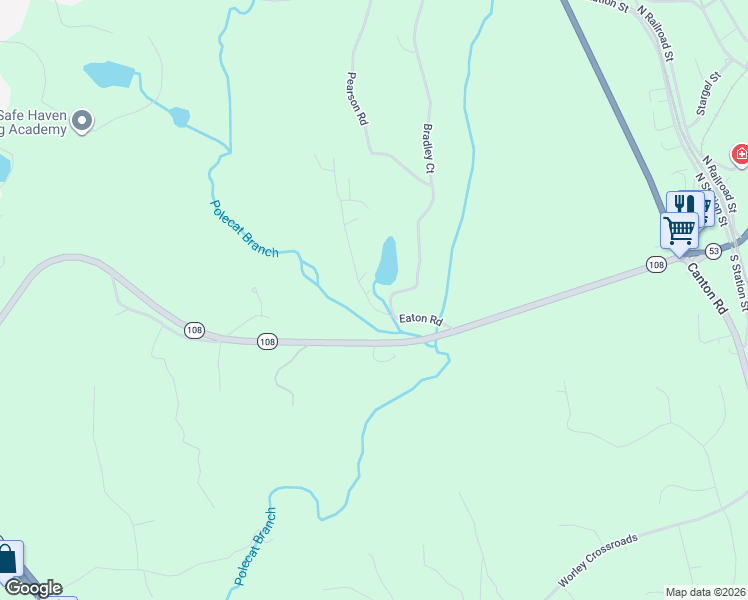 map of restaurants, bars, coffee shops, grocery stores, and more near 242 Eaton Road in Jasper
