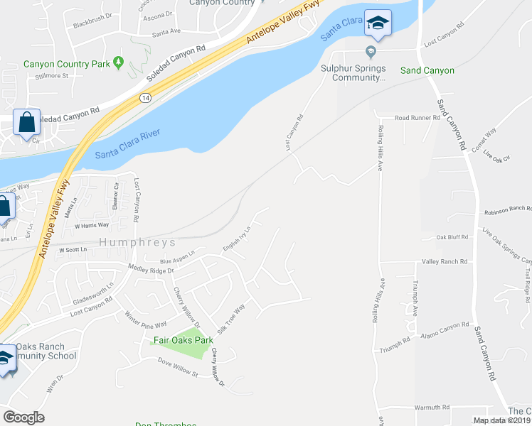 map of restaurants, bars, coffee shops, grocery stores, and more near 27462 English Ivy Lane in Los Angeles County