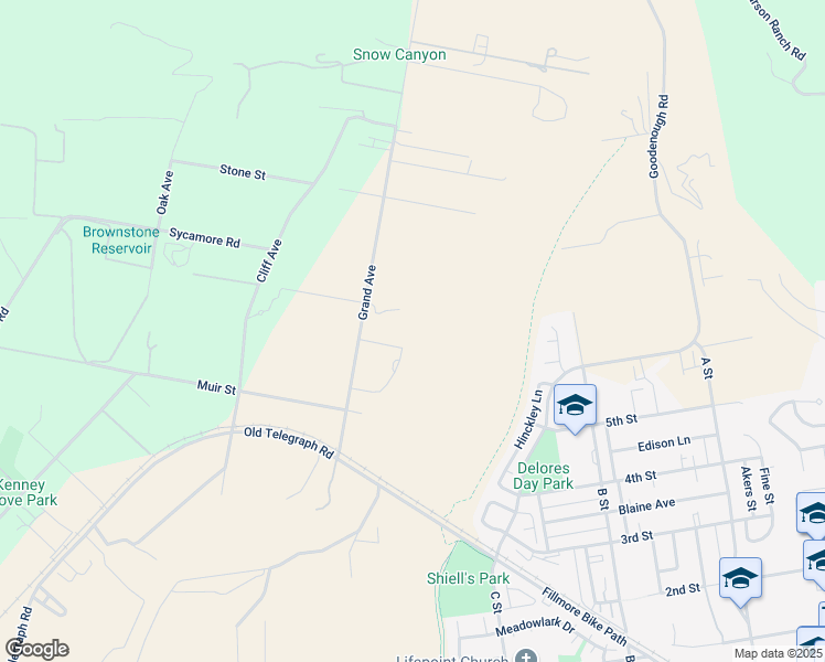 map of restaurants, bars, coffee shops, grocery stores, and more near 1068 Grand Avenue in Fillmore