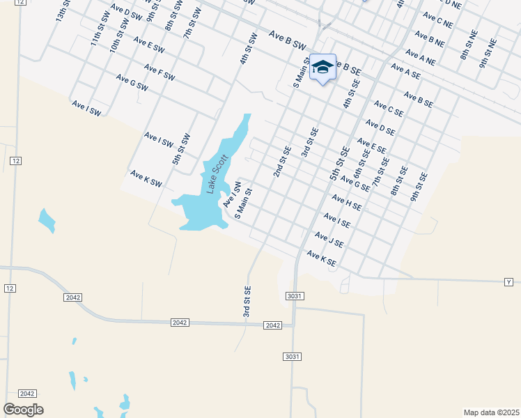map of restaurants, bars, coffee shops, grocery stores, and more near 1000 2nd Street Southeast in Childress