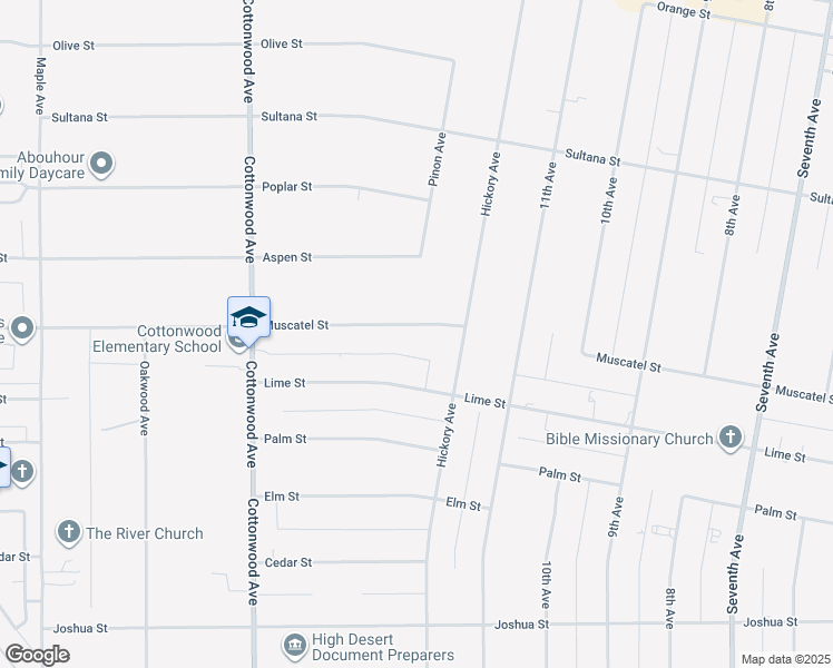 map of restaurants, bars, coffee shops, grocery stores, and more near 15185 Muscatel Street in Hesperia
