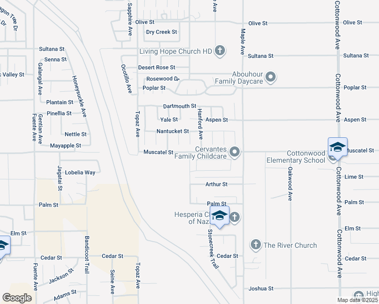 map of restaurants, bars, coffee shops, grocery stores, and more near Tamarisk Avenue in Hesperia