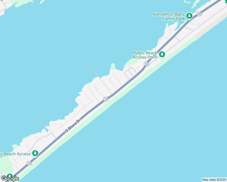 map of restaurants, bars, coffee shops, grocery stores, and more near 1415 South Shore Drive in Surf City