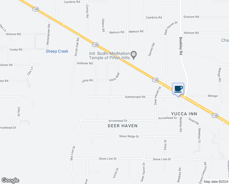 map of restaurants, bars, coffee shops, grocery stores, and more near 2870 Sunnyslope Road in Pinon Hills