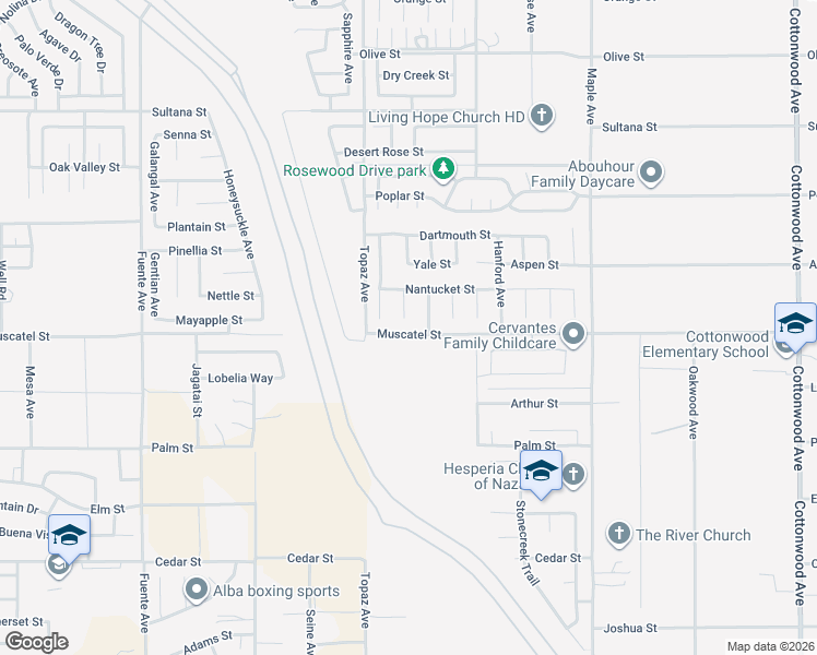 map of restaurants, bars, coffee shops, grocery stores, and more near 8911 Wedgewood Court in Hesperia