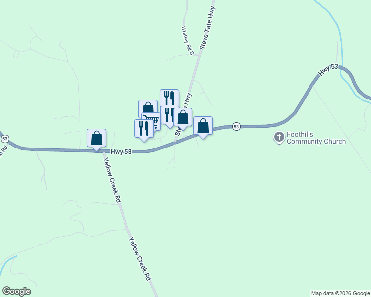 map of restaurants, bars, coffee shops, grocery stores, and more near 13372 Highway 53 in Marble Hill