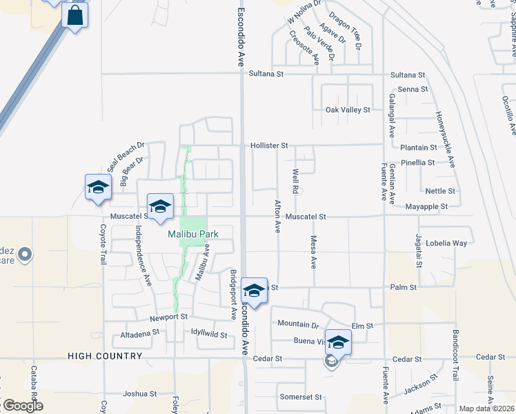 map of restaurants, bars, coffee shops, grocery stores, and more near 8923 Azalea Springs Road in Hesperia