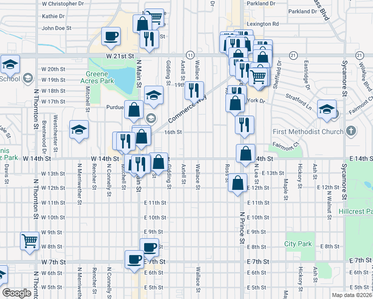 map of restaurants, bars, coffee shops, grocery stores, and more near 1416 Axtell Street in Clovis