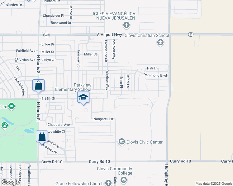map of restaurants, bars, coffee shops, grocery stores, and more near 2617 Fred Daugherty Avenue in Clovis