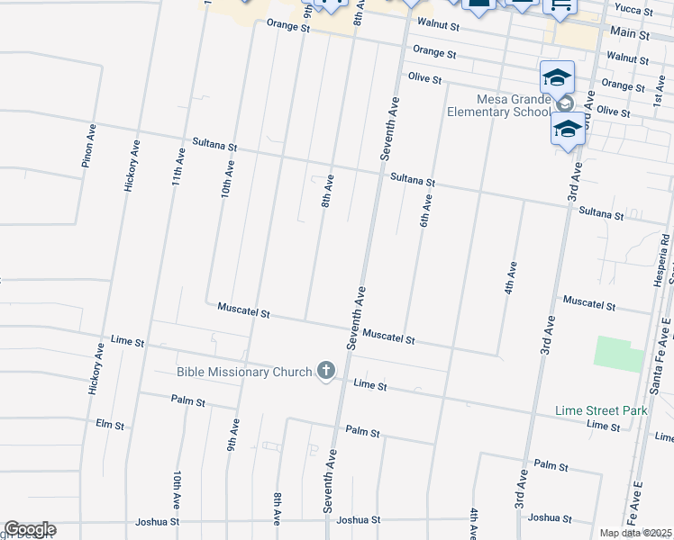 map of restaurants, bars, coffee shops, grocery stores, and more near 8909 8th Avenue in Hesperia