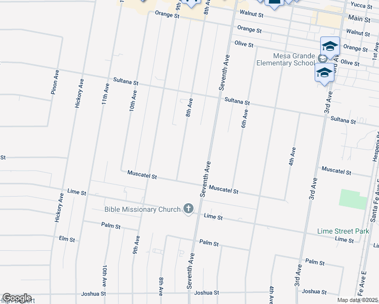 map of restaurants, bars, coffee shops, grocery stores, and more near 8909 8th Avenue in Hesperia