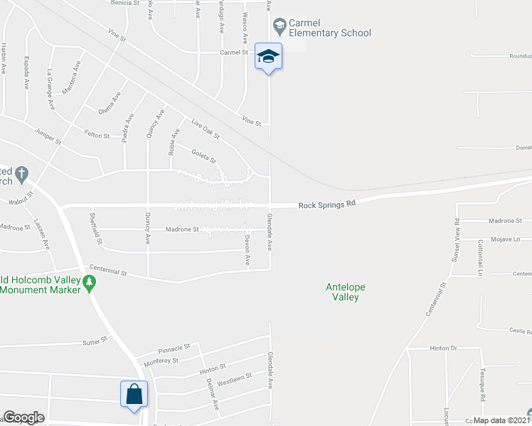 map of restaurants, bars, coffee shops, grocery stores, and more near 8888 Glendale Avenue in Hesperia