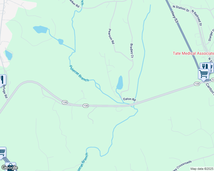 map of restaurants, bars, coffee shops, grocery stores, and more near 287 Eaton Road in Jasper