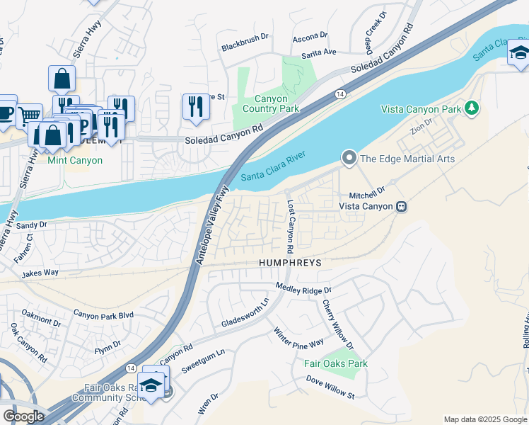 map of restaurants, bars, coffee shops, grocery stores, and more near 27602 Rosa Lane in Los Angeles County