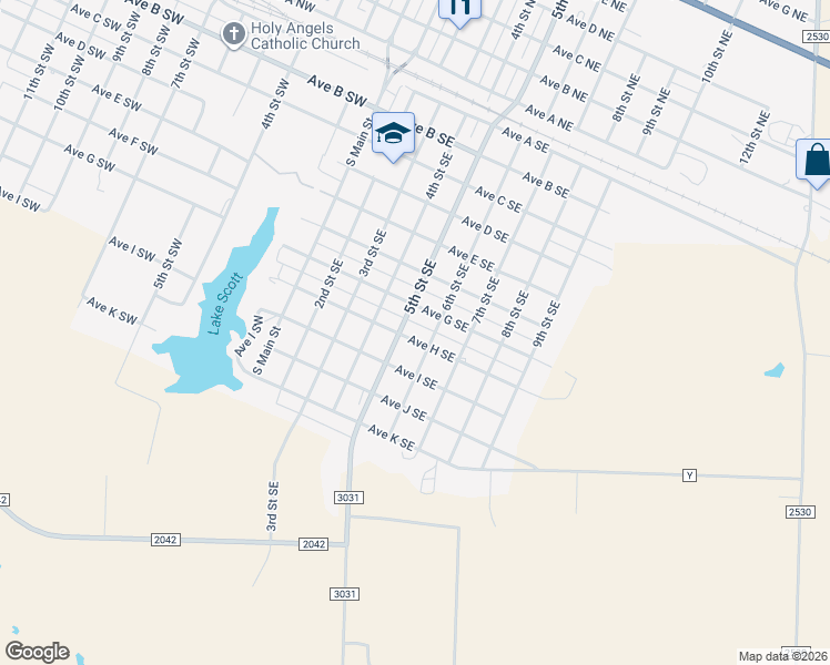 map of restaurants, bars, coffee shops, grocery stores, and more near 701-799 Farm to Market 3031 in Childress