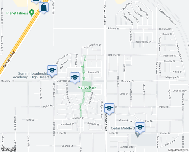map of restaurants, bars, coffee shops, grocery stores, and more near 13214 Lone Pine Court in Hesperia