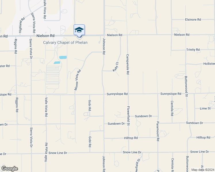 map of restaurants, bars, coffee shops, grocery stores, and more near Johnson Road in Phelan