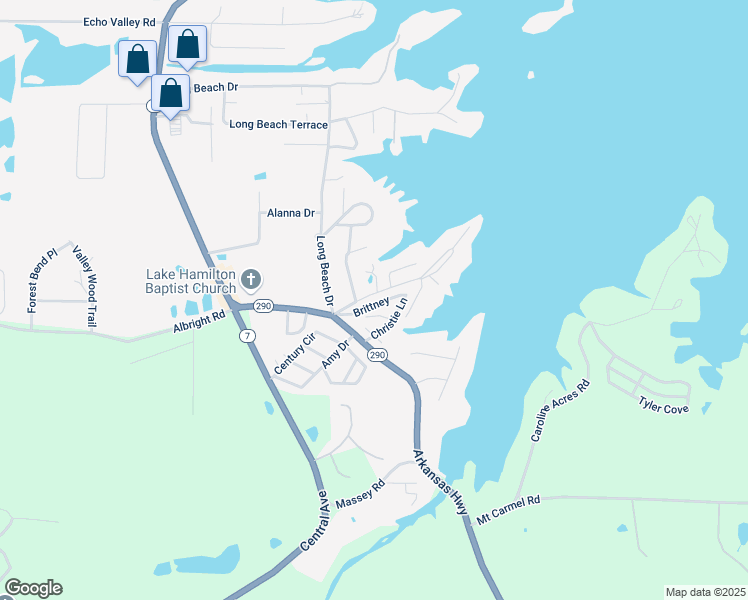 map of restaurants, bars, coffee shops, grocery stores, and more near 13A Brittney in Lake Hamilton