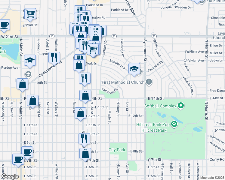 map of restaurants, bars, coffee shops, grocery stores, and more near 1024 Fairmont Court in Clovis