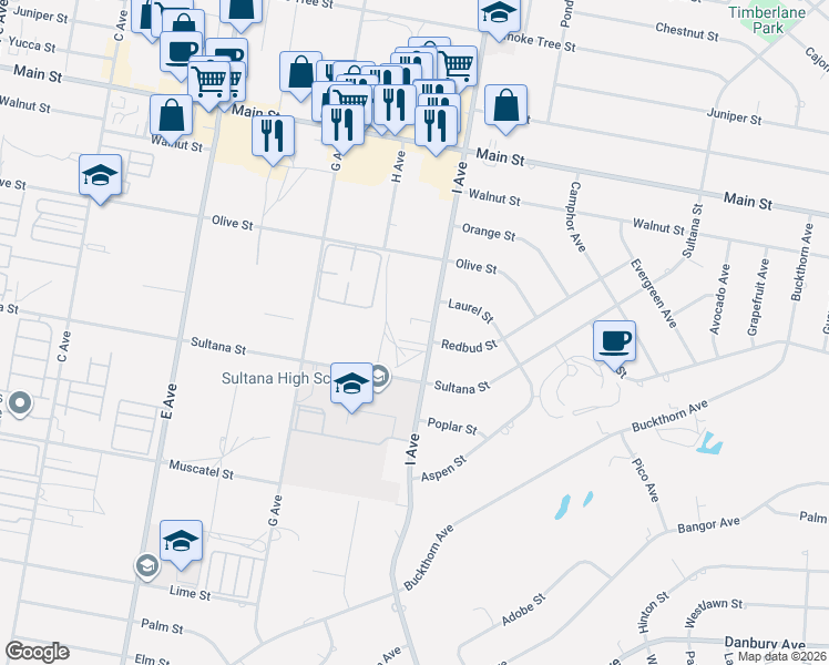 map of restaurants, bars, coffee shops, grocery stores, and more near 8914 I Avenue in Hesperia