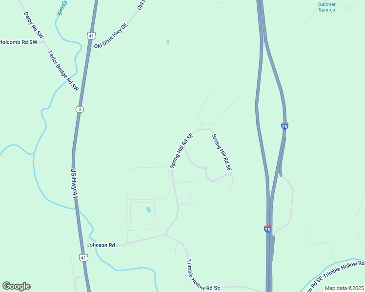 map of restaurants, bars, coffee shops, grocery stores, and more near 448 Spring Hill Road Southeast in Adairsville
