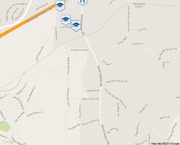 map of restaurants, bars, coffee shops, grocery stores, and more near 27821 Sand Canyon Road in Santa Clarita