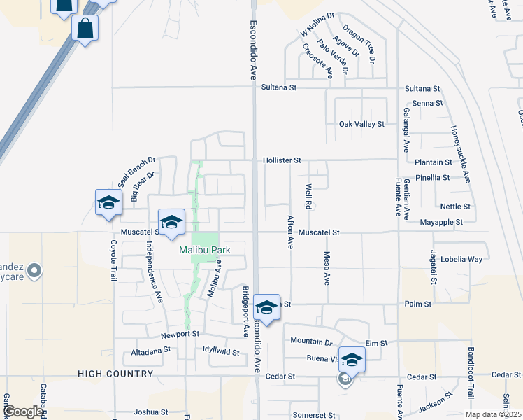 map of restaurants, bars, coffee shops, grocery stores, and more near 8947 Azalea Springs Road in Hesperia