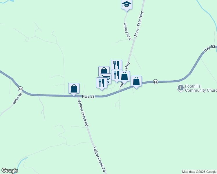 map of restaurants, bars, coffee shops, grocery stores, and more near 212 Foothills Parkway in Marble Hill