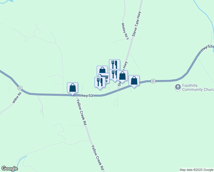map of restaurants, bars, coffee shops, grocery stores, and more near 70 Foothills Parkway in Marble Hill