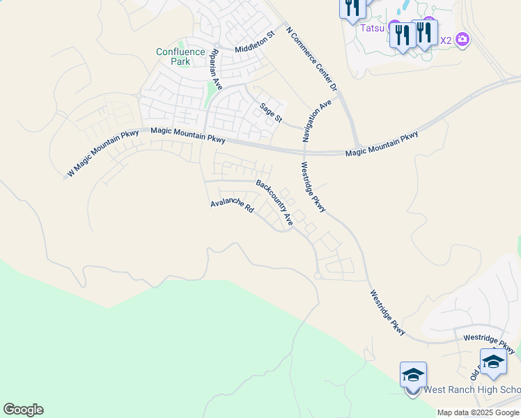 map of restaurants, bars, coffee shops, grocery stores, and more near 26101 Magic Mountain Parkway in Los Angeles County