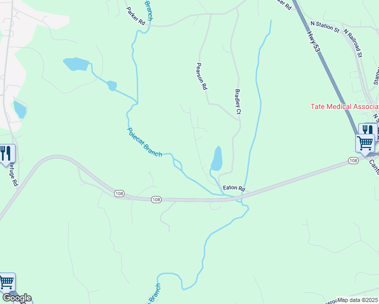 map of restaurants, bars, coffee shops, grocery stores, and more near 287 Eaton Road in Jasper