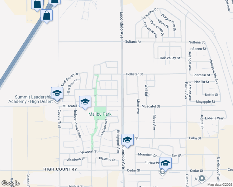 map of restaurants, bars, coffee shops, grocery stores, and more near 634 Guadalupe Avenue in Hesperia