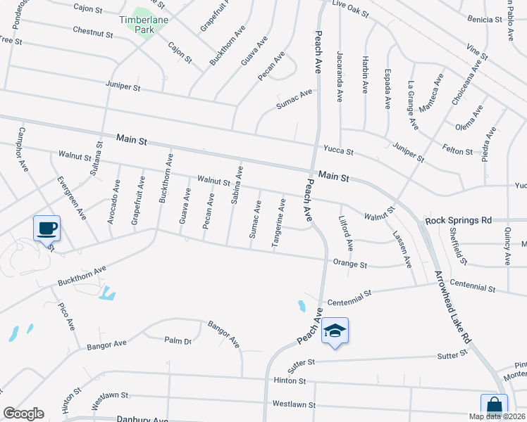 map of restaurants, bars, coffee shops, grocery stores, and more near 8937 Sumac Avenue in Hesperia