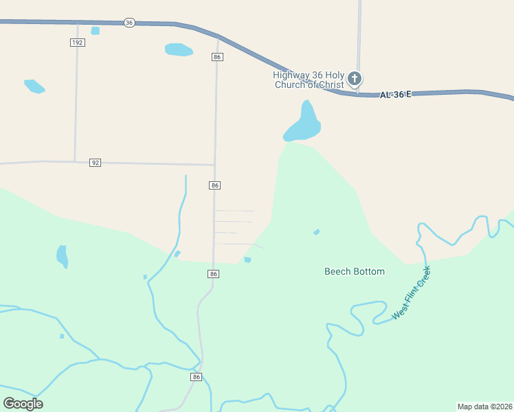 map of restaurants, bars, coffee shops, grocery stores, and more near 4646 County Road 86 in Moulton