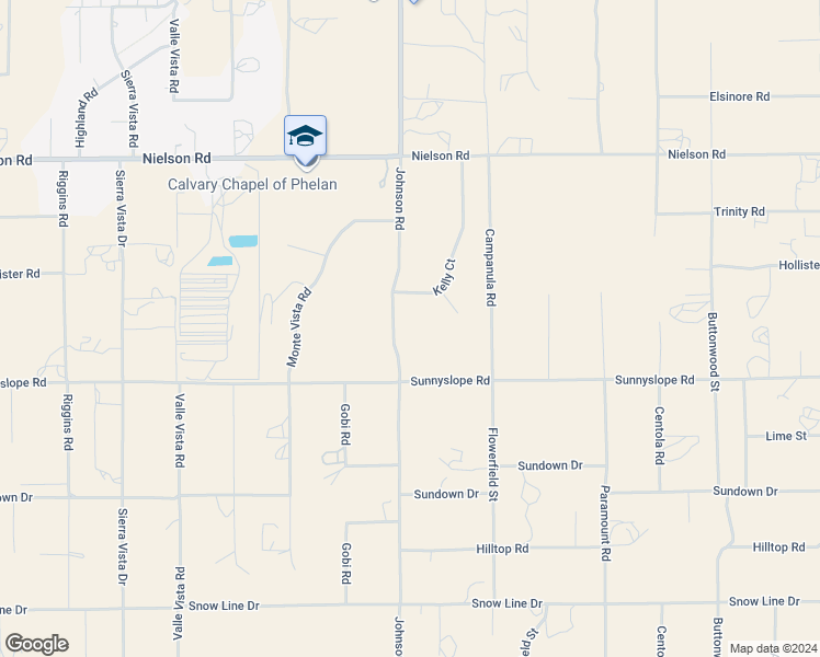 map of restaurants, bars, coffee shops, grocery stores, and more near Johnson Road in Phelan