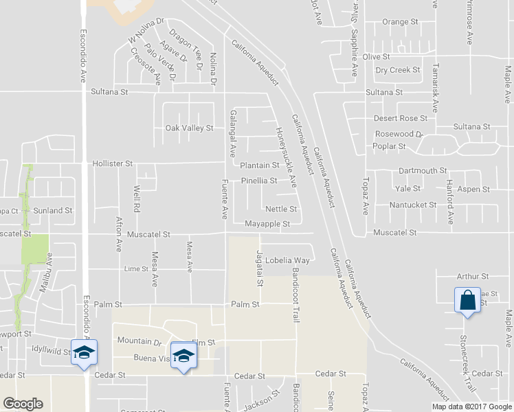 map of restaurants, bars, coffee shops, grocery stores, and more near 8932 Hydrangea Avenue in Hesperia