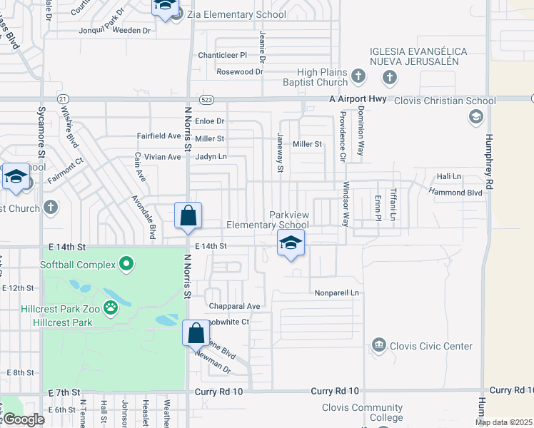 map of restaurants, bars, coffee shops, grocery stores, and more near 2233 Enloe Drive in Clovis