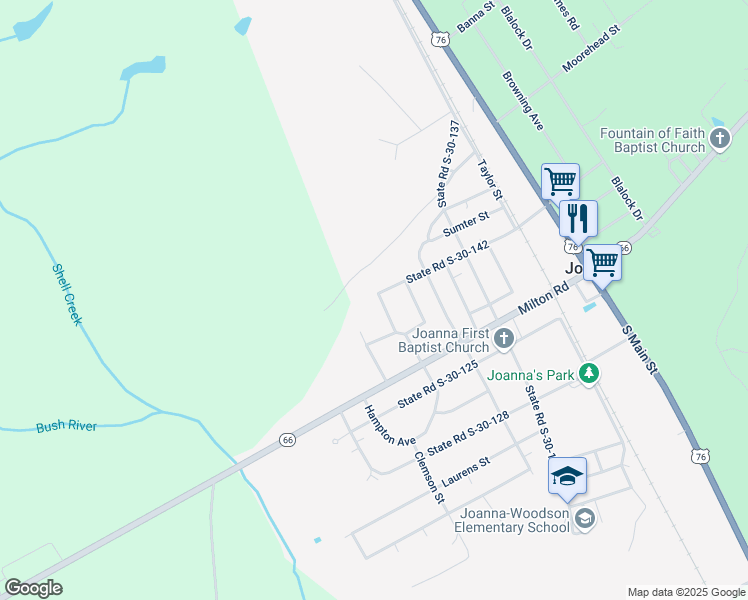 map of restaurants, bars, coffee shops, grocery stores, and more near 135 Tillman Circle in Joanna