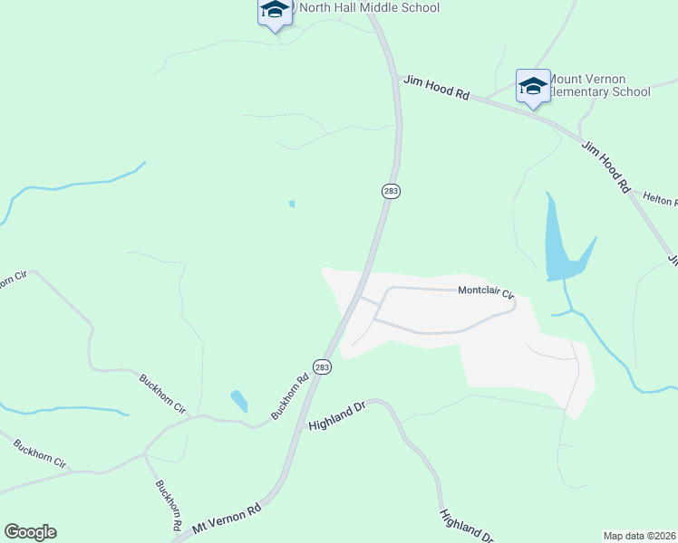 map of restaurants, bars, coffee shops, grocery stores, and more near 4571 Mount Vernon Road in Gainesville