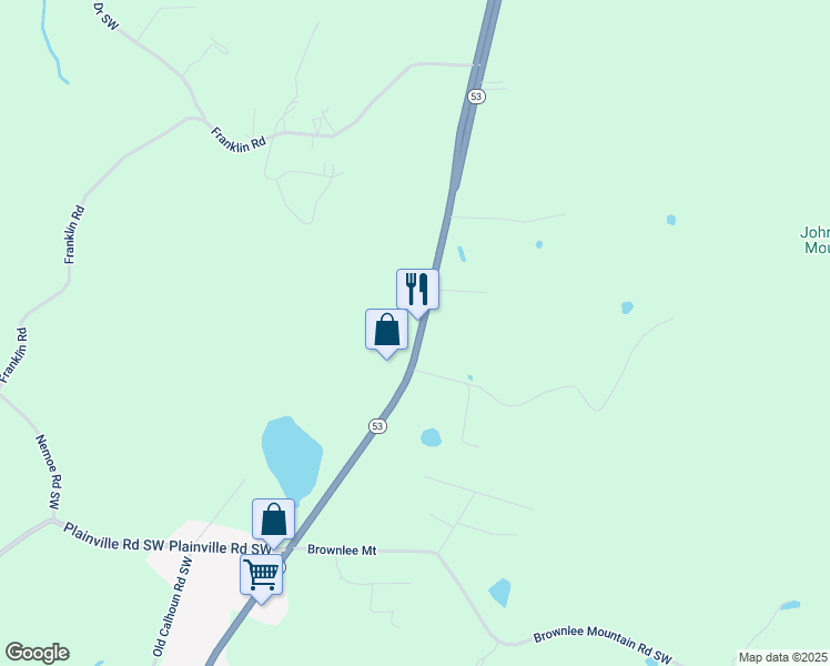 map of restaurants, bars, coffee shops, grocery stores, and more near 3445 Rome Road Southwest in Plainville