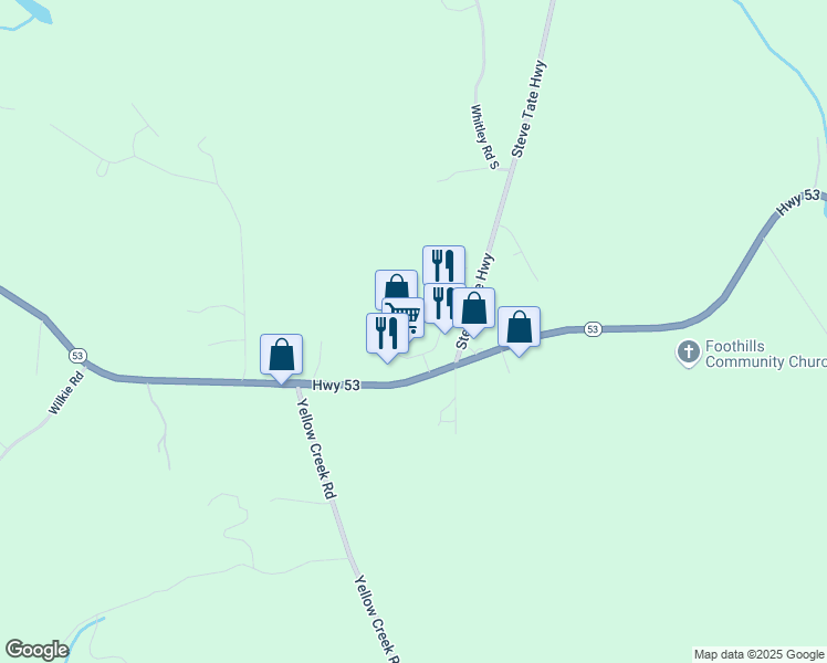 map of restaurants, bars, coffee shops, grocery stores, and more near 70 Foothills Parkway in Marble Hill