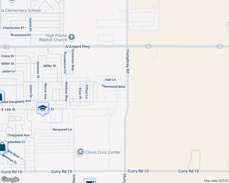 map of restaurants, bars, coffee shops, grocery stores, and more near 2928 Elizabeth Court in Clovis