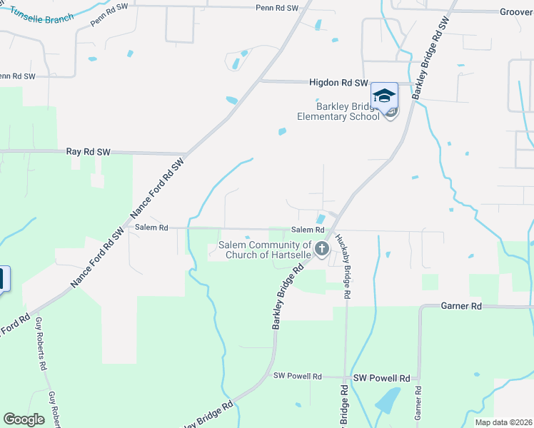 map of restaurants, bars, coffee shops, grocery stores, and more near 1205 Salem Road Southwest in Hartselle