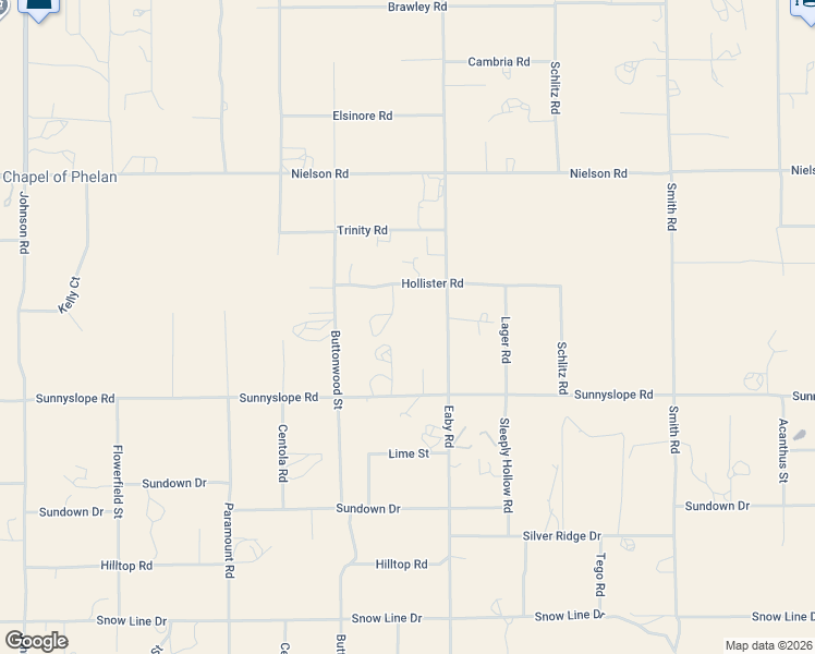 map of restaurants, bars, coffee shops, grocery stores, and more near 9029 Hollister Road in Phelan