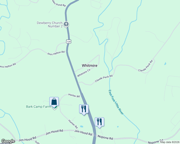 map of restaurants, bars, coffee shops, grocery stores, and more near 4338 Whitmire Circle in Gainesville